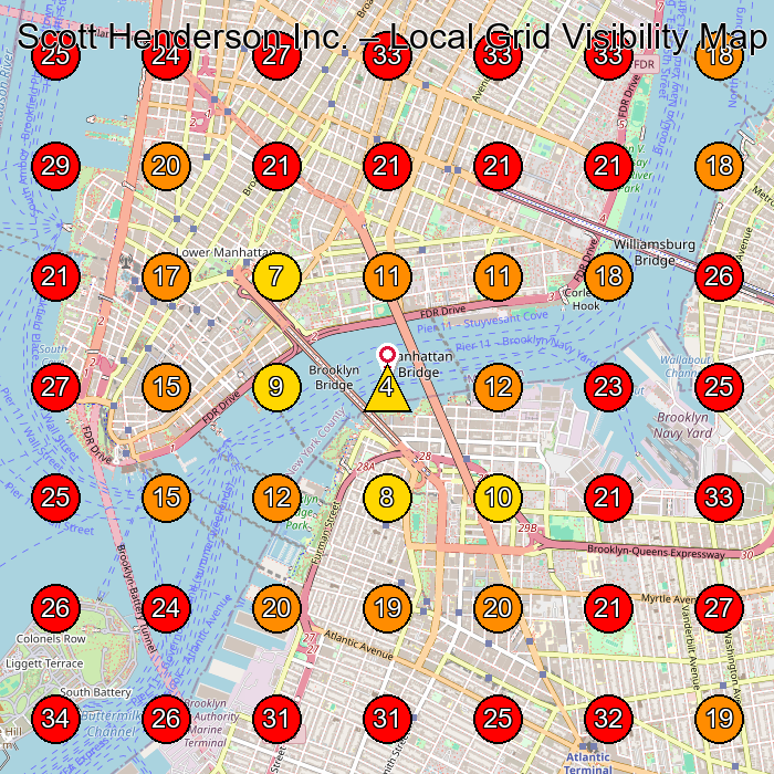 Scott Henderson Inc. GeoGrid visibility map for Air Compressor Repair Service in Brooklyn